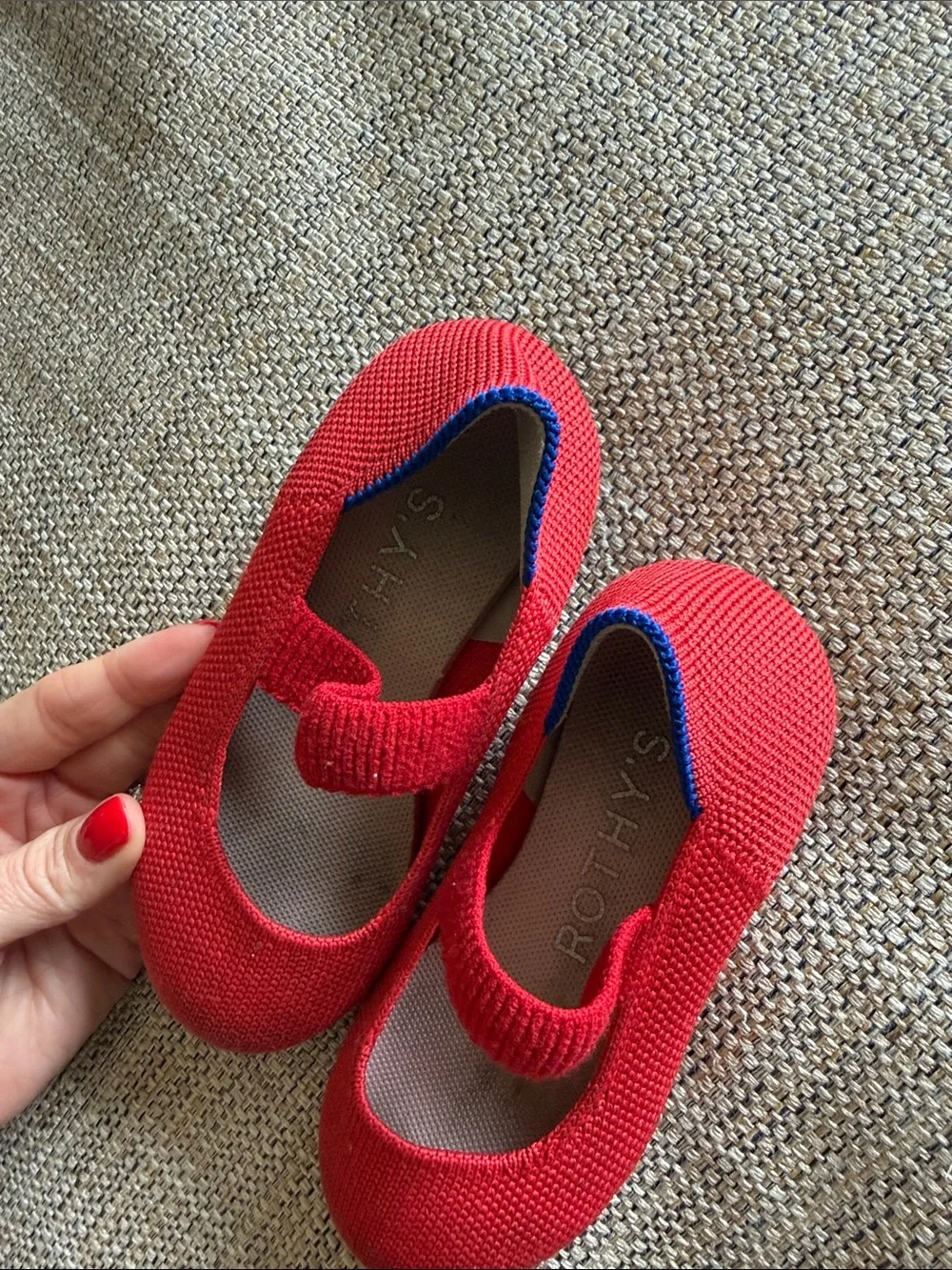 Rothy's Red Knit Mary Jane Kids Shoes